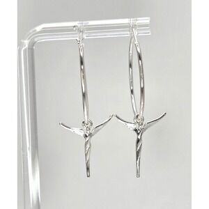 Lavaggi Signed 925 Sterling Hoops of Hope Angel Earrings 1 3/4", 2.3g